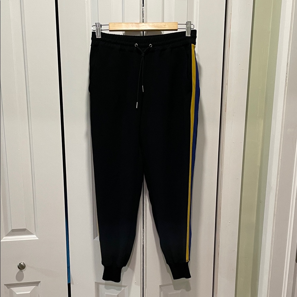 Wilfred Black Joggers with Yellow and Blue Stripes